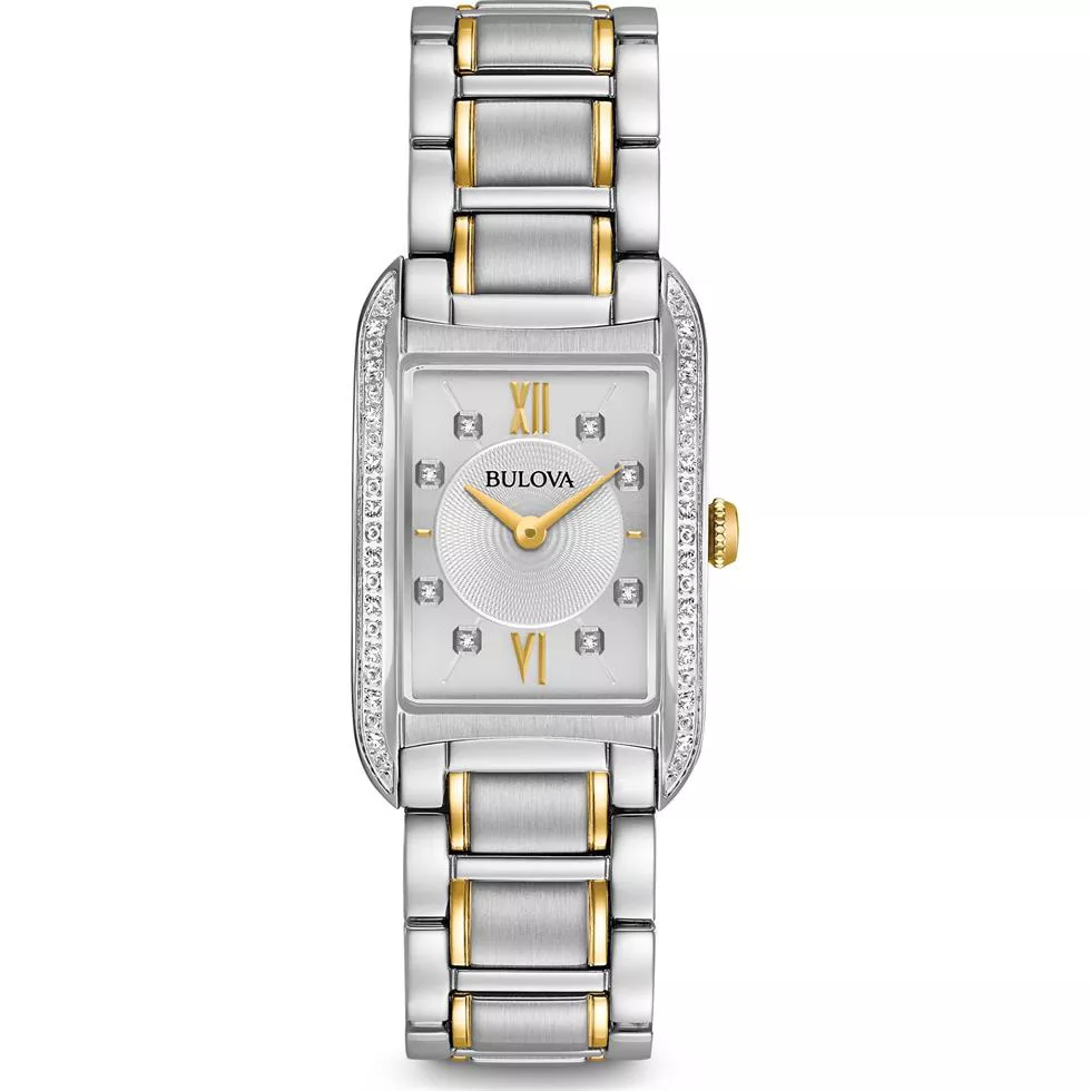 Bulova Diamonds Lady's Silver Watch 22x34.5mm