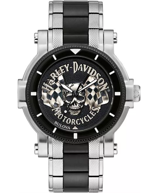 Bulova Harley Davidson Skull & Flags 44mm
