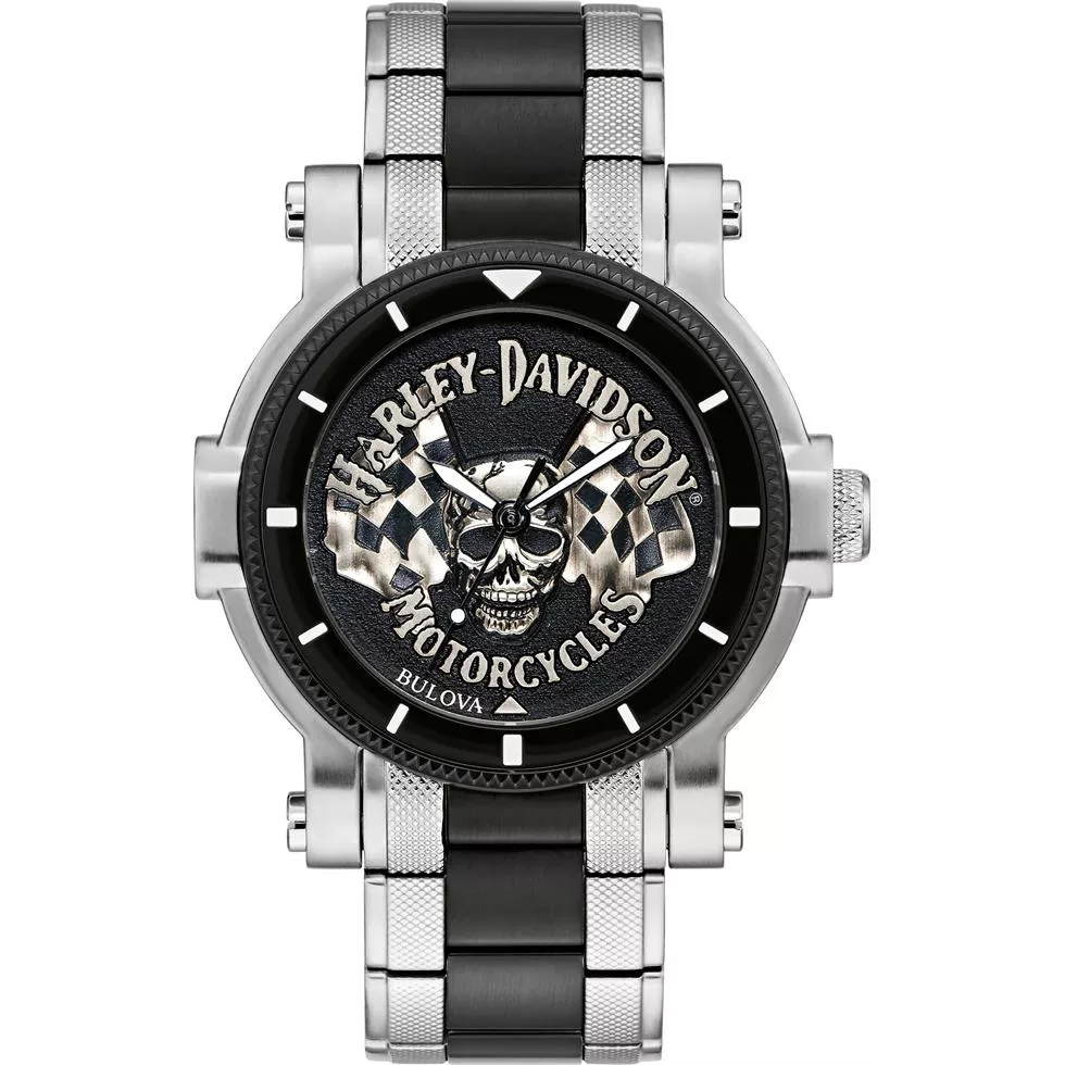 Bulova Harley Davidson Skull & Flags 44mm