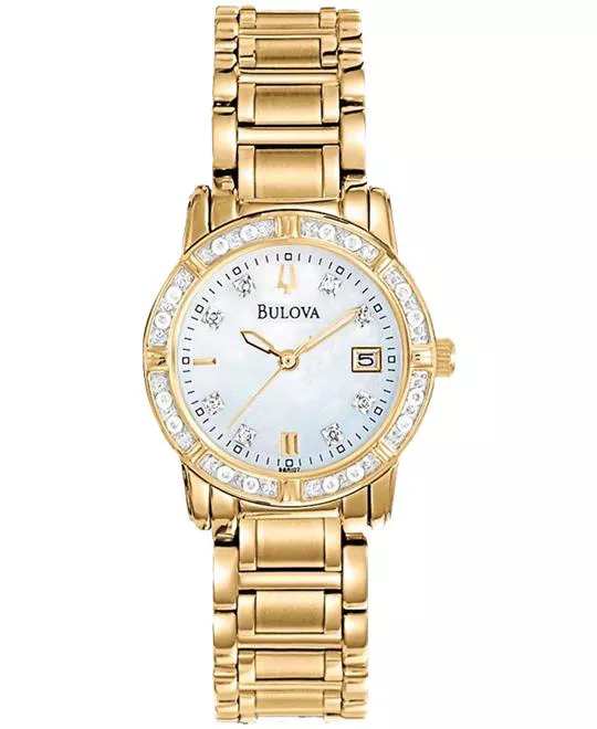 Bulova Highbridge Diamond Gold Watch 26mm 