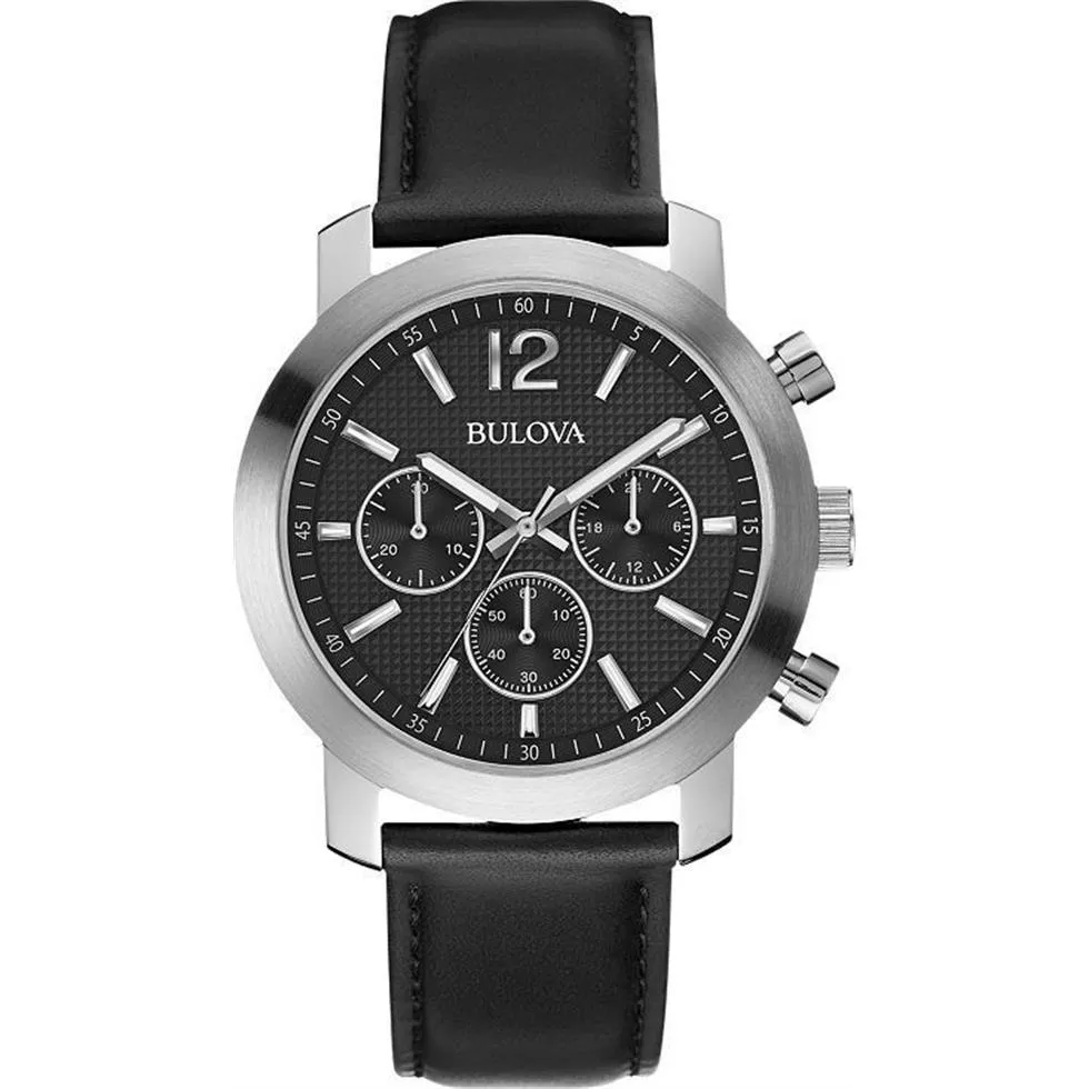 Bulova Chronograph Leather Watch 40mm