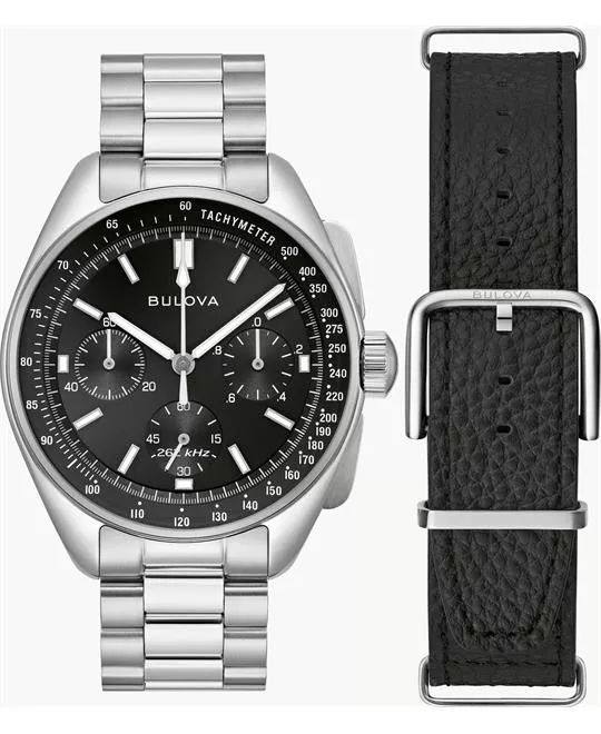 Bulova Lunar Pilot Black - Tone Chronograph Watch 43mm