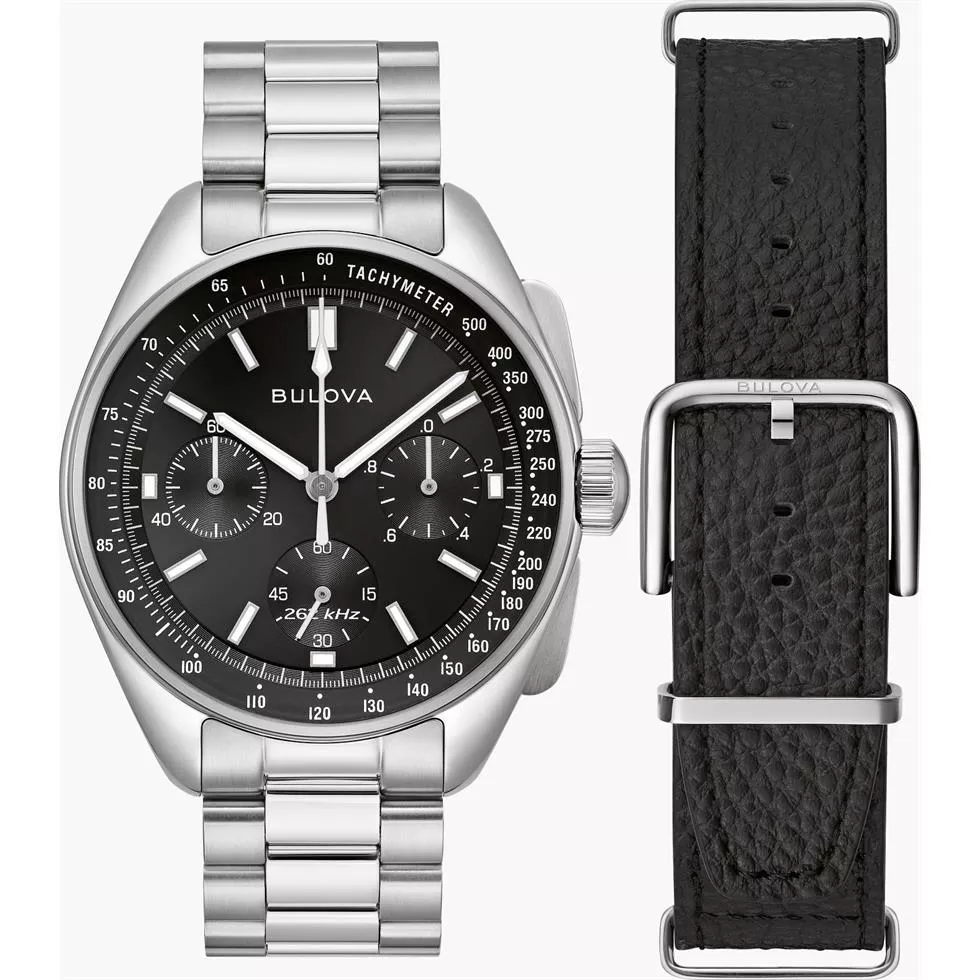 Bulova Lunar Pilot Black - Tone Chronograph Watch 43mm