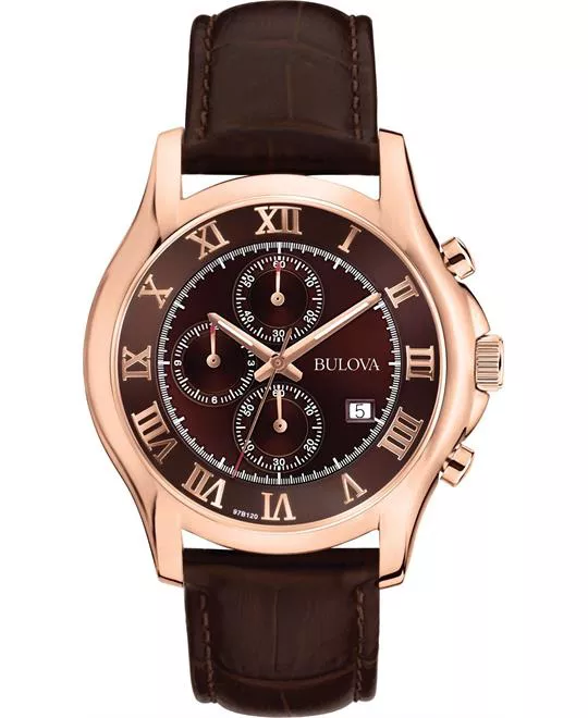 Bulova Chronograph Brown Watch 43mm
