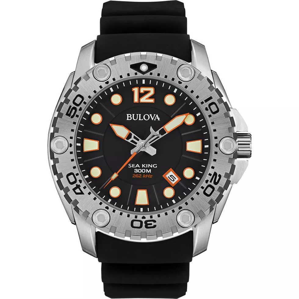 Bulova UHF Sea King Black Rubber Watch 49mm 