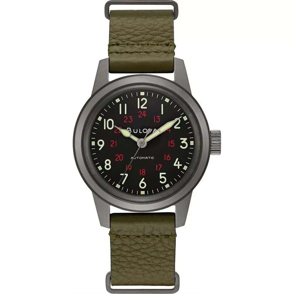Bulova Military Green Automatic Watch 38mm