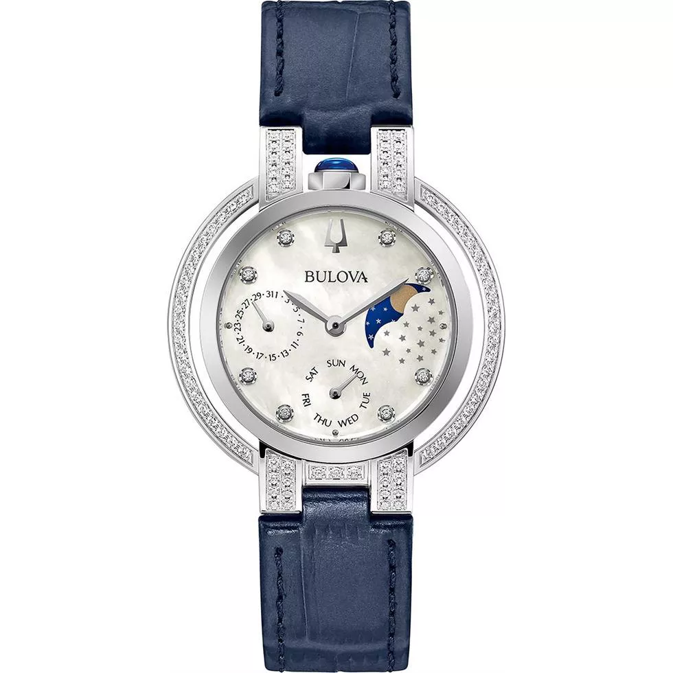 Bulova Rubaiyat Moonphase Blue Watch 35mm