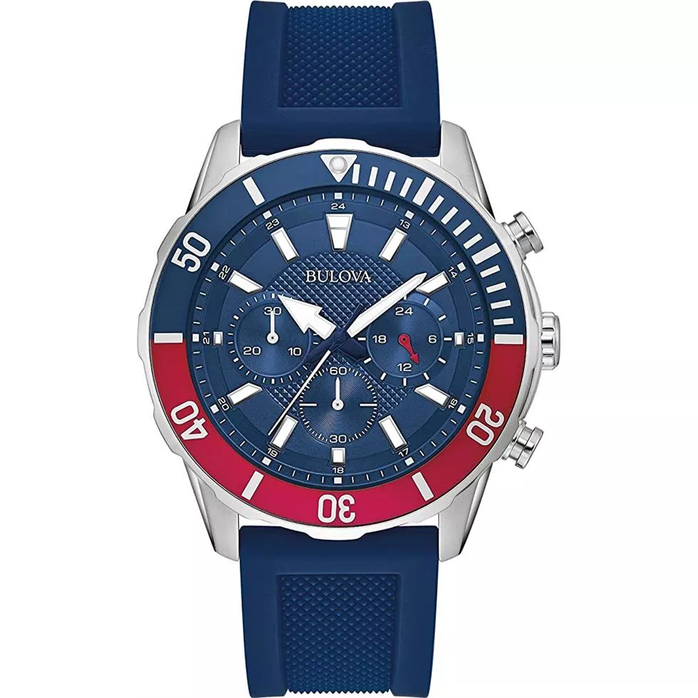 Bulova Sport Blue Silicone Strap Watch 44MM