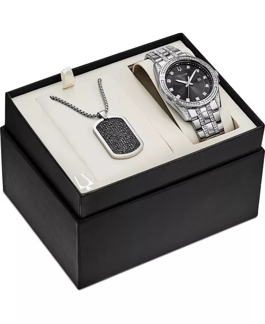 Bulova Swarovski Crystal Watch Set 42mm