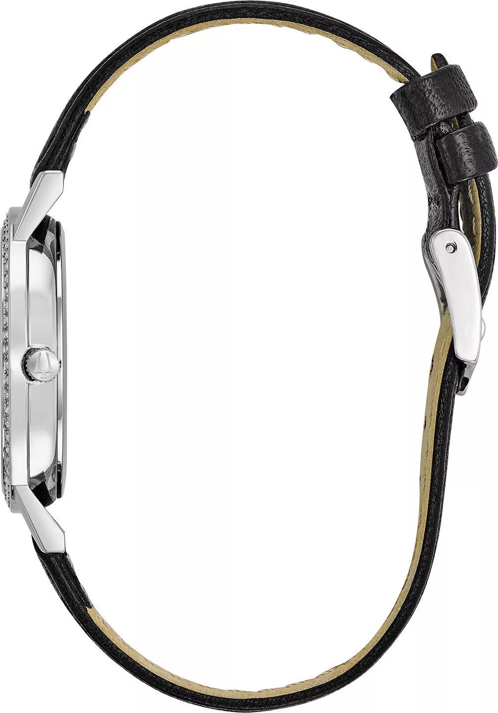 Bulova Crystal Black Leather Strap Watch 32mm