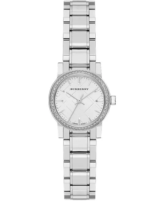 Burberry Diamonds Silver Dial Silver Steel Strap Watch 26mm