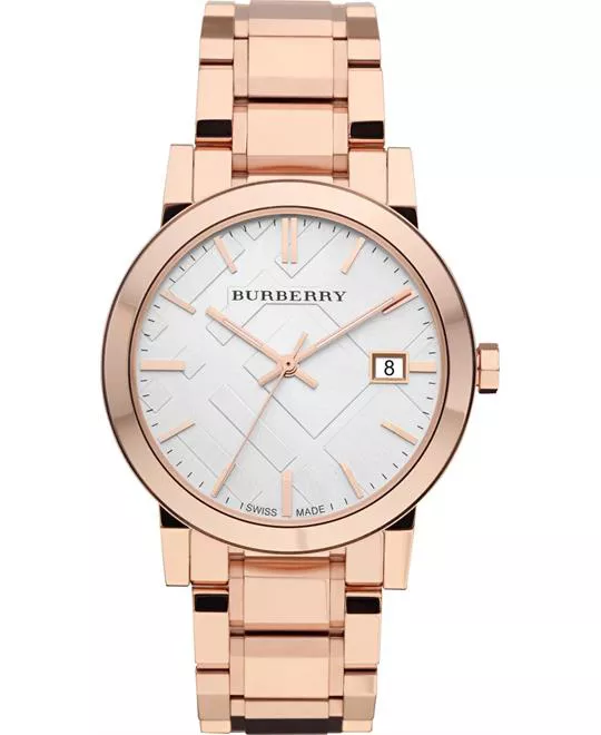 Burberry The City Unisex Large Check Rose Gold Watch 38mm