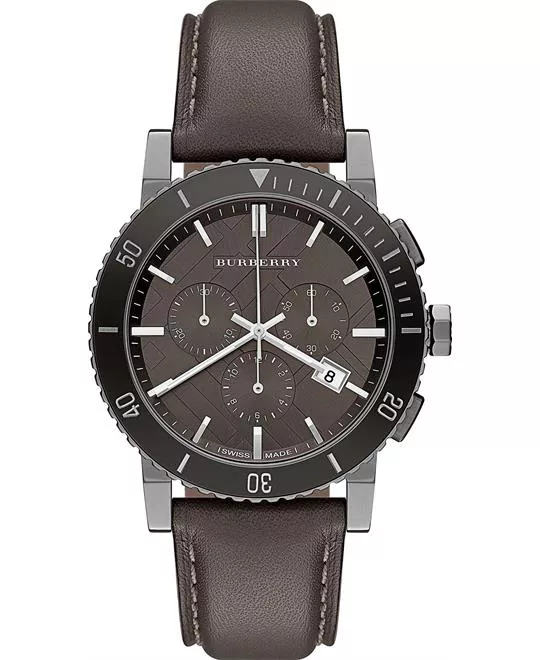 Burberry The City Men's Swiss Leather Strap Watch 42mm