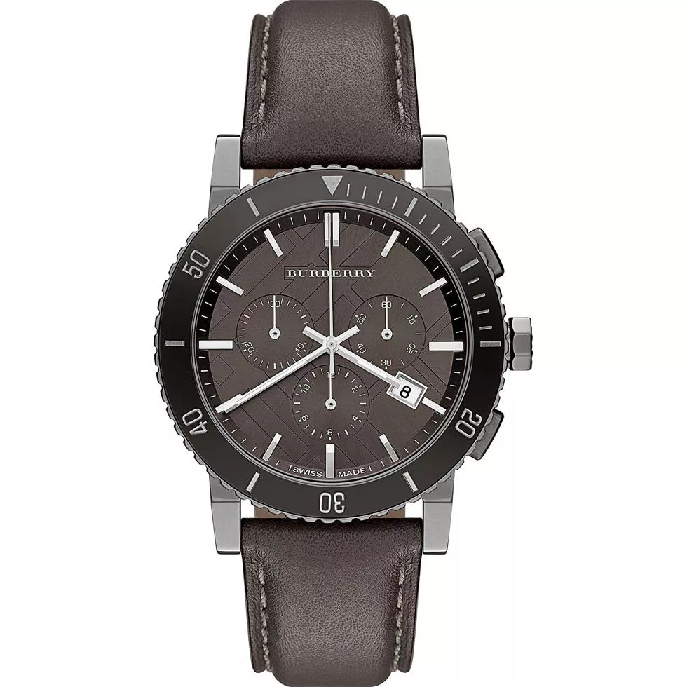 Burberry The City Men's Swiss Leather Strap Watch 42mm