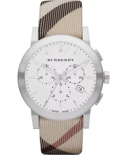Burberry The City Mens Leather Strap Watch 42mm