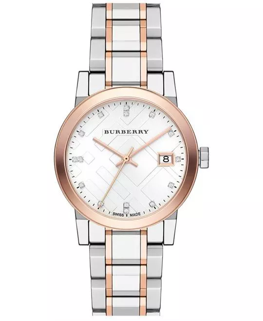 BURBERRY The City Silver Dial Two-tone Ladies Watch BU9127, 34mm