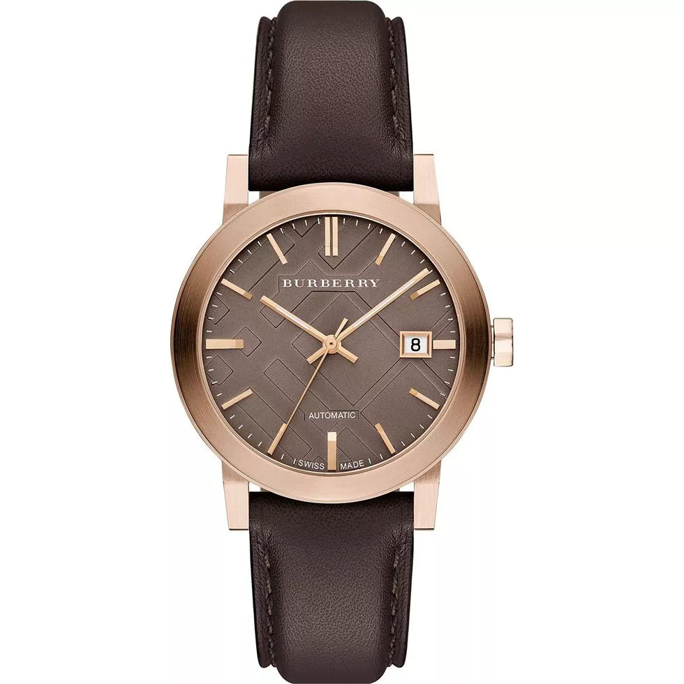 Burberry The City Unisex Swiss Leather Strap 38mm