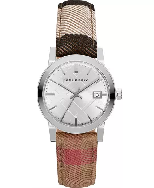 Burberry Classic Round Silver Leather Watch 34MM
