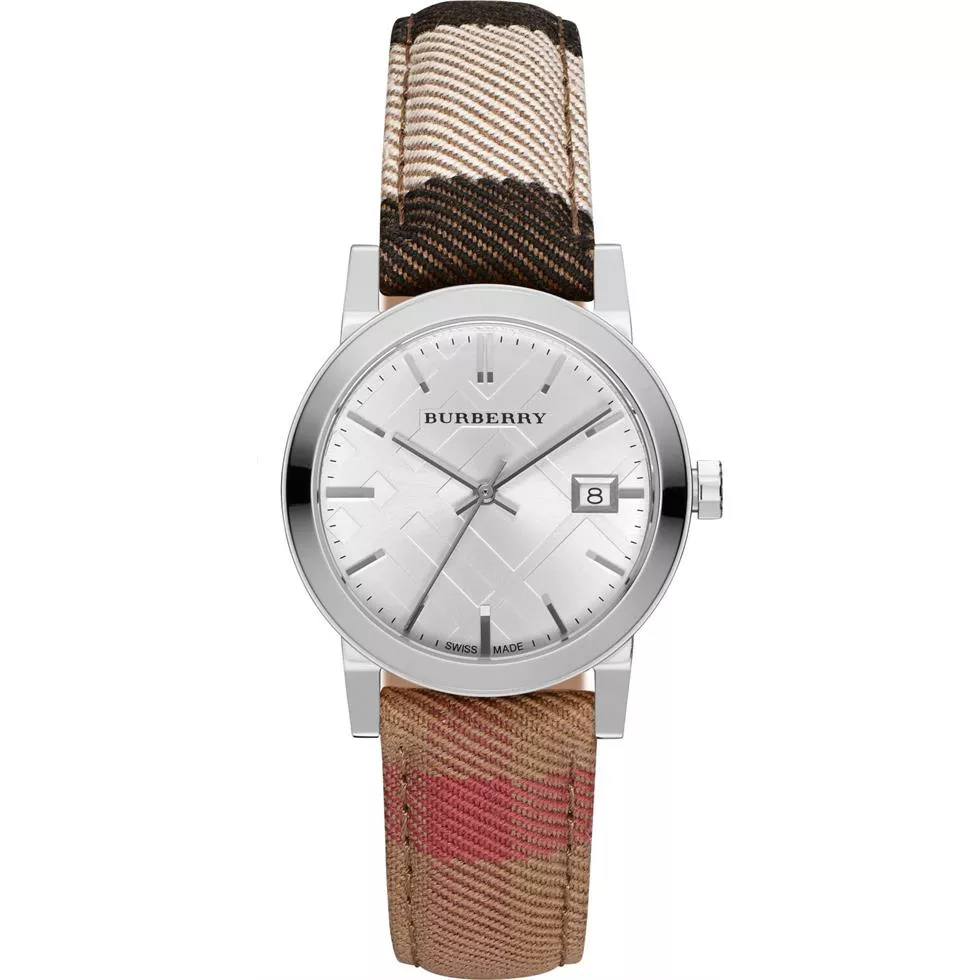 Burberry Classic Round Silver Leather Watch 34MM