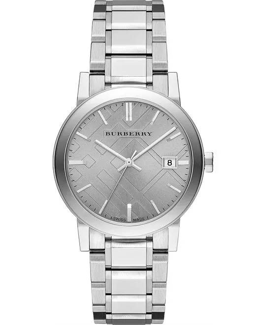 Burberry The City Check Stamped Unisex Swiss Watch 38mm 