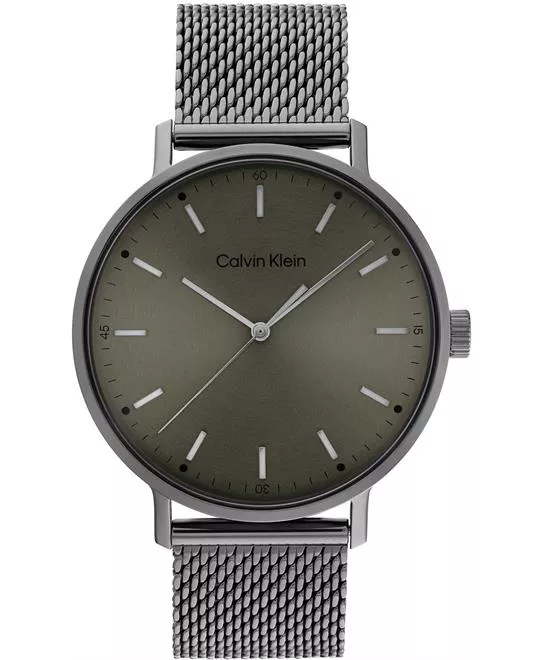 Calvin Klein Grey Mesh Green Dial Watch 42mm