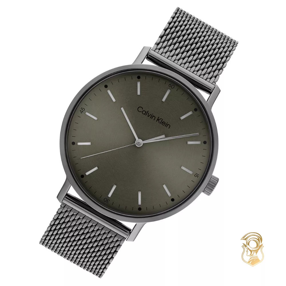 Calvin Klein Grey Mesh Green Dial Watch 42mm