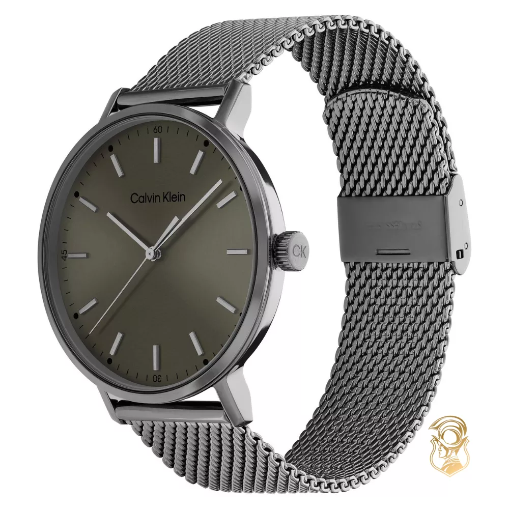 Calvin Klein Grey Mesh Green Dial Watch 42mm