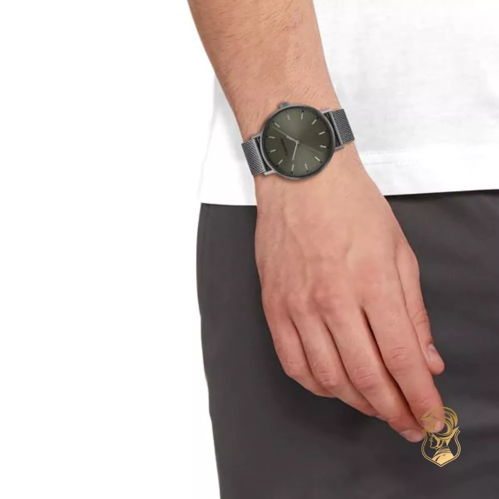 Calvin Klein Grey Mesh Green Dial Watch 42mm