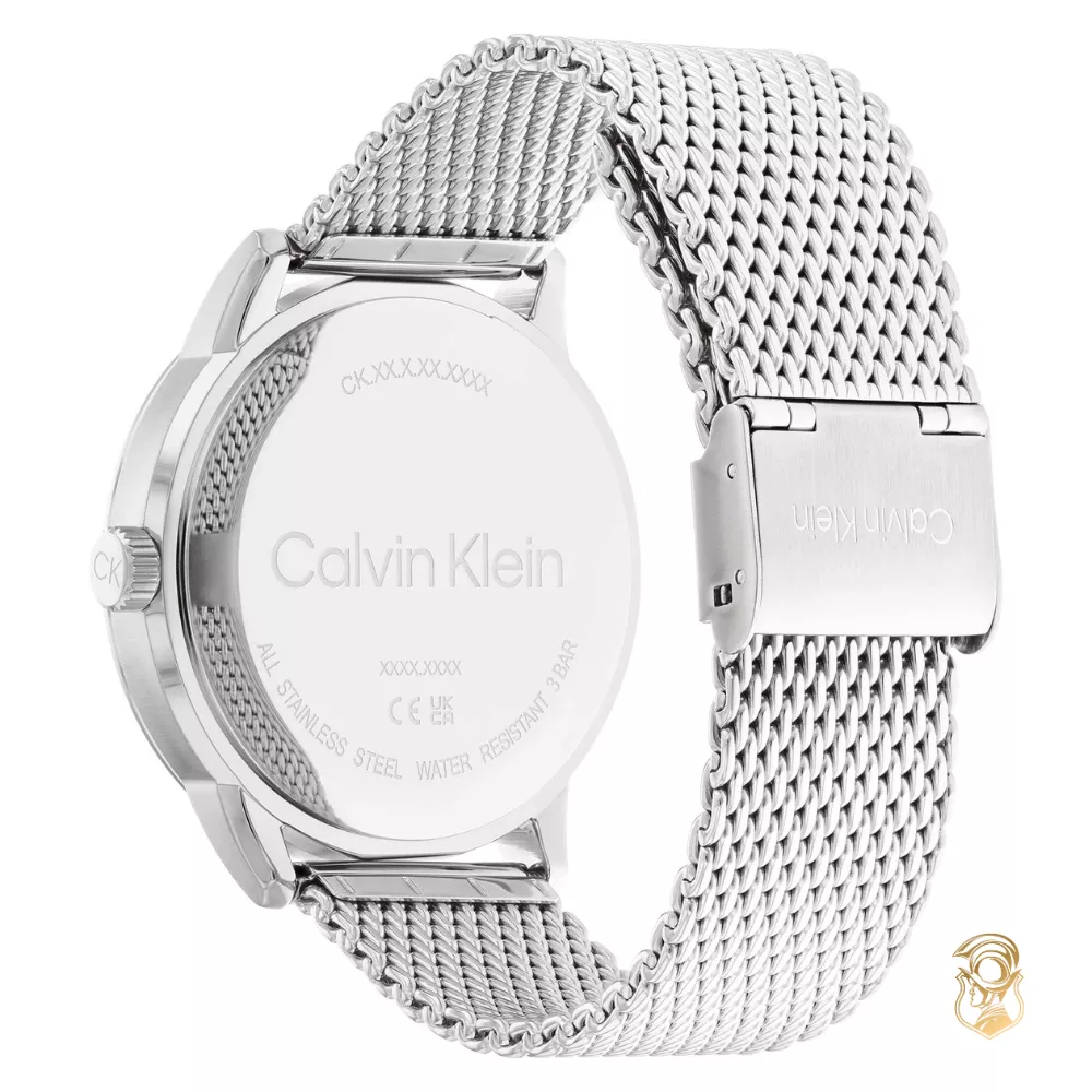 Calvin Klein Silver Mesh Black Dial Multi-function Men's Watch 43mm