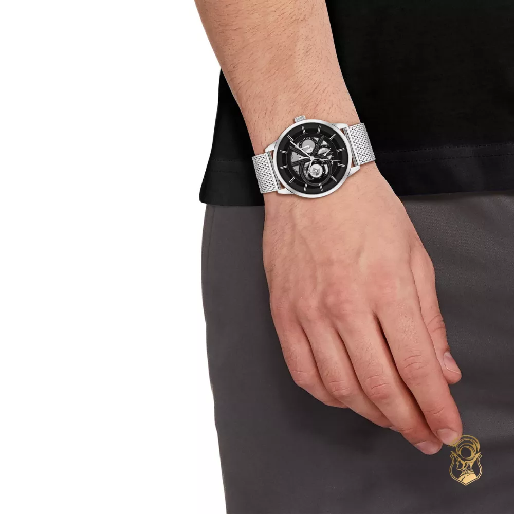 Calvin Klein Silver Mesh Black Dial Multi-function Men's Watch 43mm