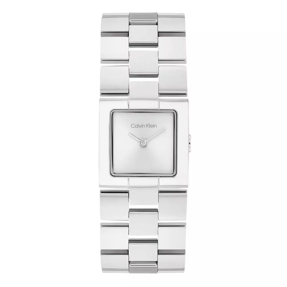 Calvin Klein Stainless Steel Square Bracelet White Watch 22mm