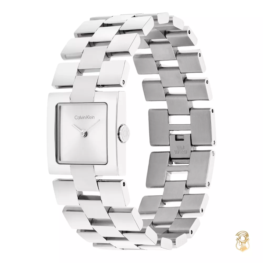 Calvin Klein Stainless Steel Square Bracelet White Watch 22mm