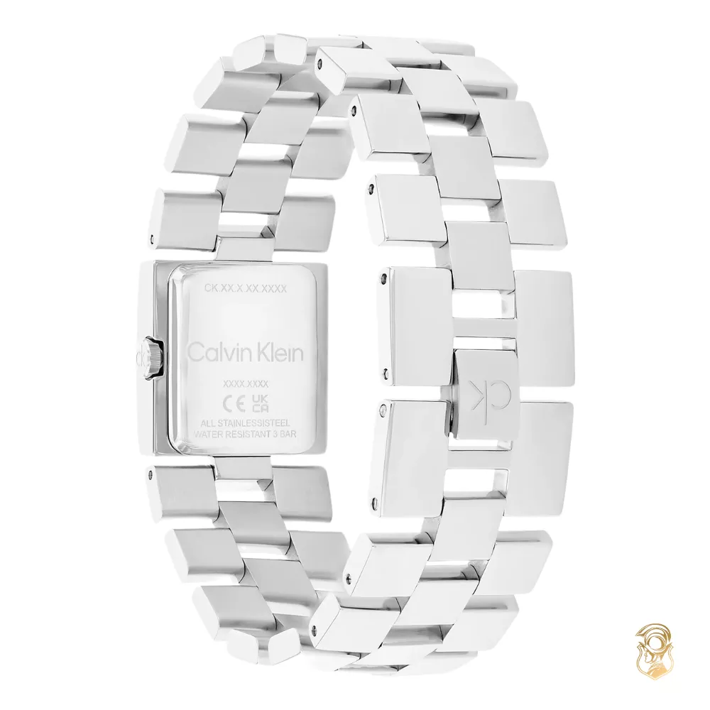 Calvin Klein Stainless Steel Square Bracelet White Watch 22mm