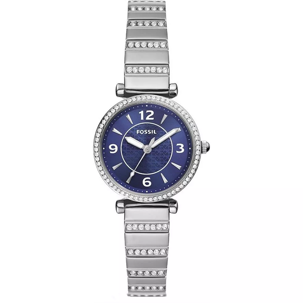 Carlie Three-Hand Blue Stainless Steel Watch 28MM