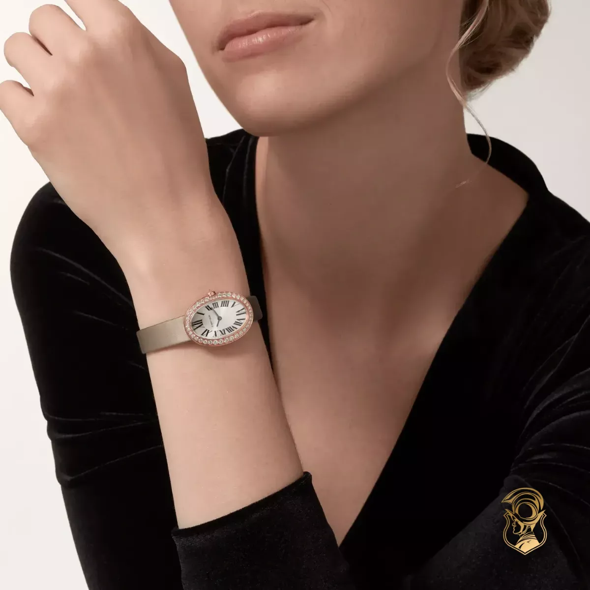 Cartier Baignoire WB520004 Fabric Diamonds 31.6mm