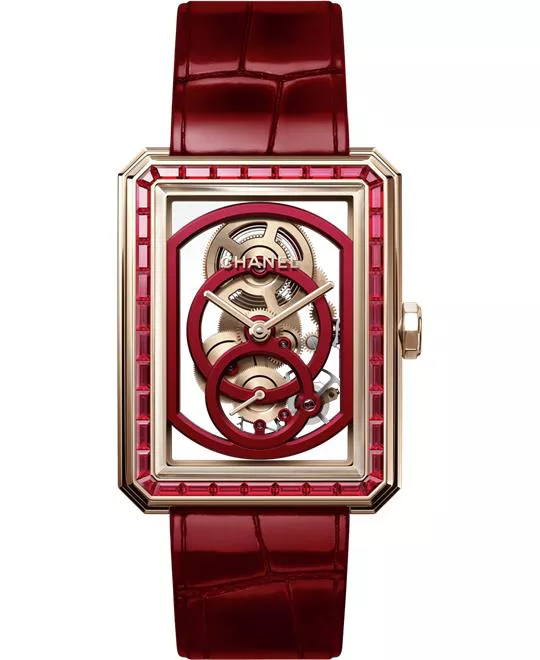 Chanel Boy•Friend H6255 Skeleton Red Edition Watch 37x28.6mm