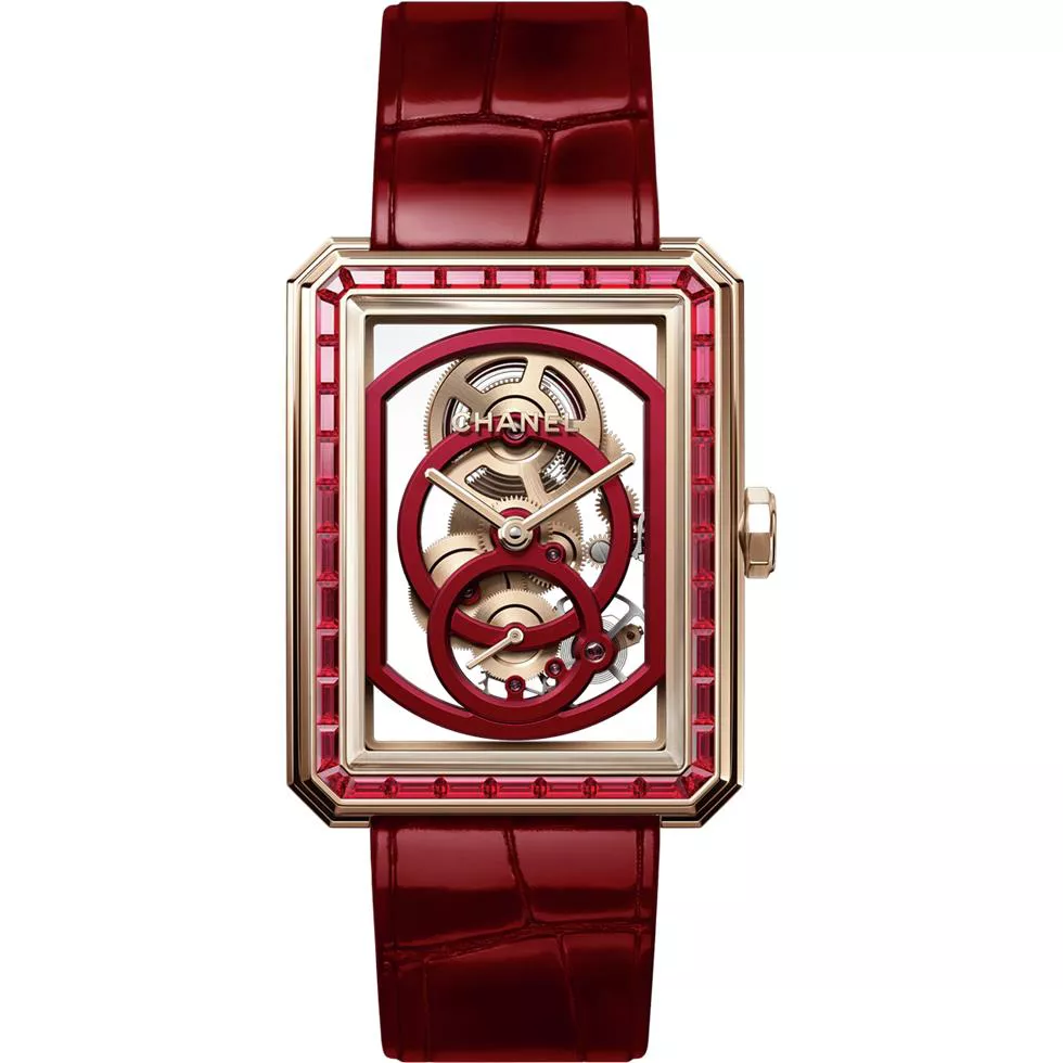 Chanel Boy•Friend H6255 Skeleton Red Edition Watch 37x28.6mm