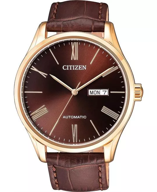 Citizen Automatic Gold Leather Watch 41mm