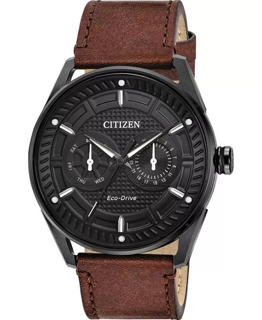 Citizen Drive CTO Black Dial Brown Watch 42mm