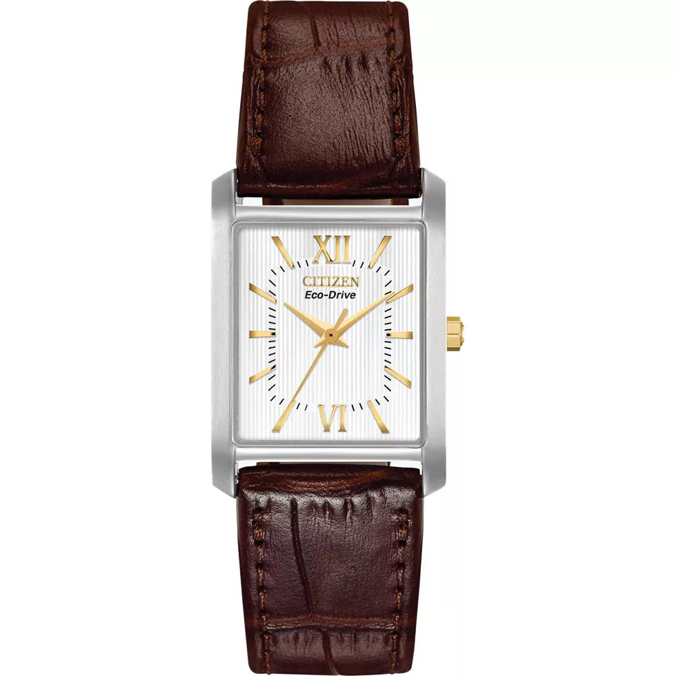 Citizen Eco-Drive Brown Leather Watch 26mm