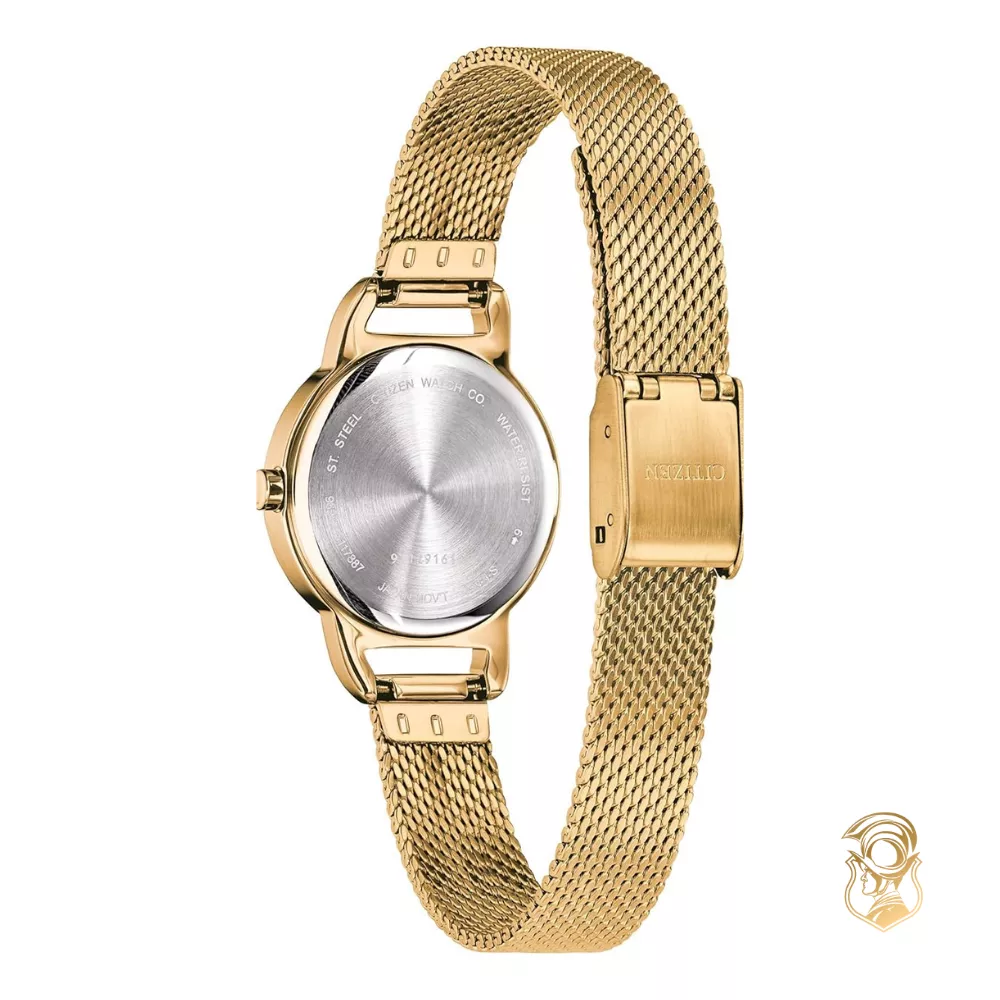 Citizen Gold-Tone Stainless Quartz Black Dial Watch 26mm