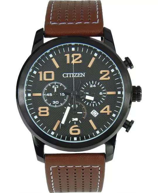 Citizen Men's Chronograph Leather Strap Watch 42mm