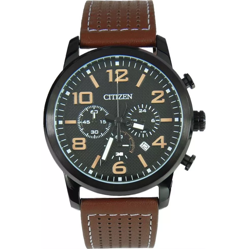 Citizen Men's Chronograph Leather Strap Watch 42mm
