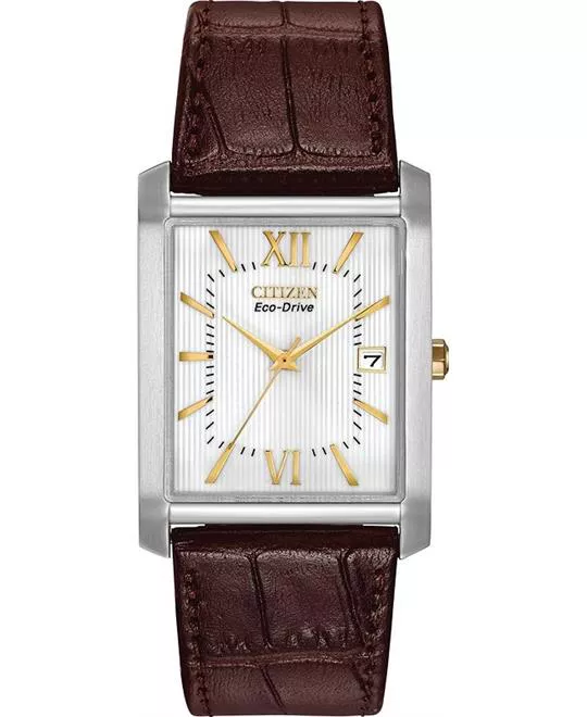 Citizen Men's Eco-Drive Brown Leather Strap Watch, 35mm