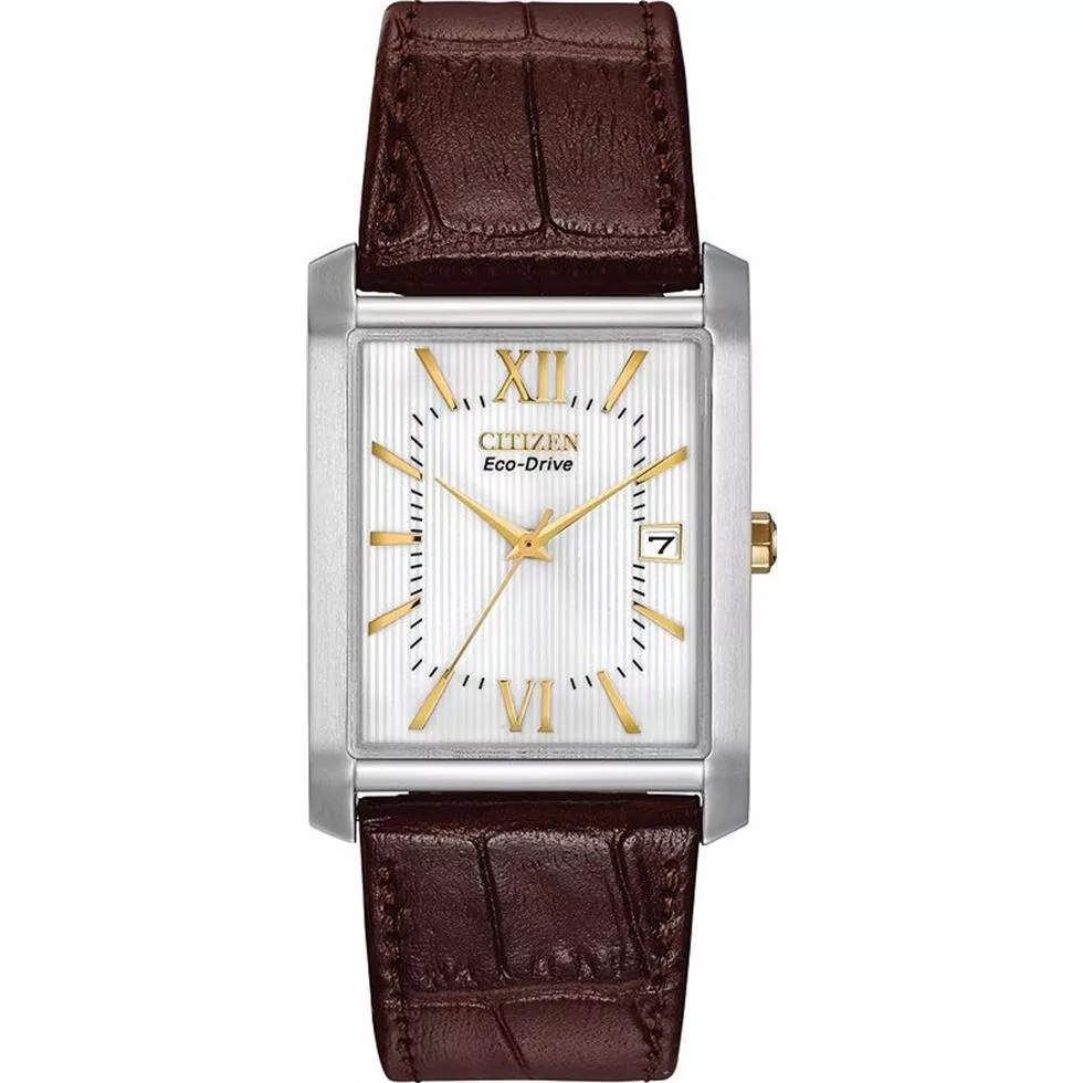 Citizen Men's Eco-Drive Brown Leather Strap Watch, 35mm