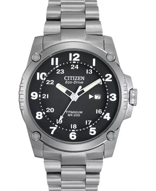 Citizen Men's Eco-Drive Shock Proof Titanium Watch, 43mm