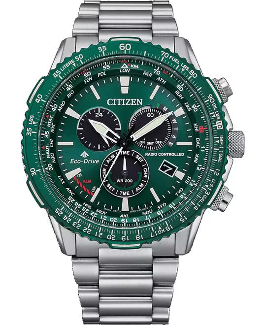 Citizen Promaster Air A-T World Time GMT Green Watch 46