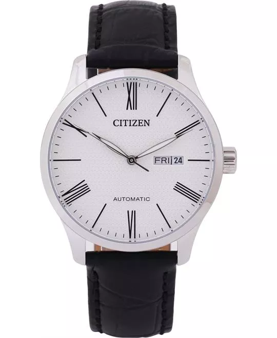 Citizen Silver Leather Automatic Fashion Watch 40mm