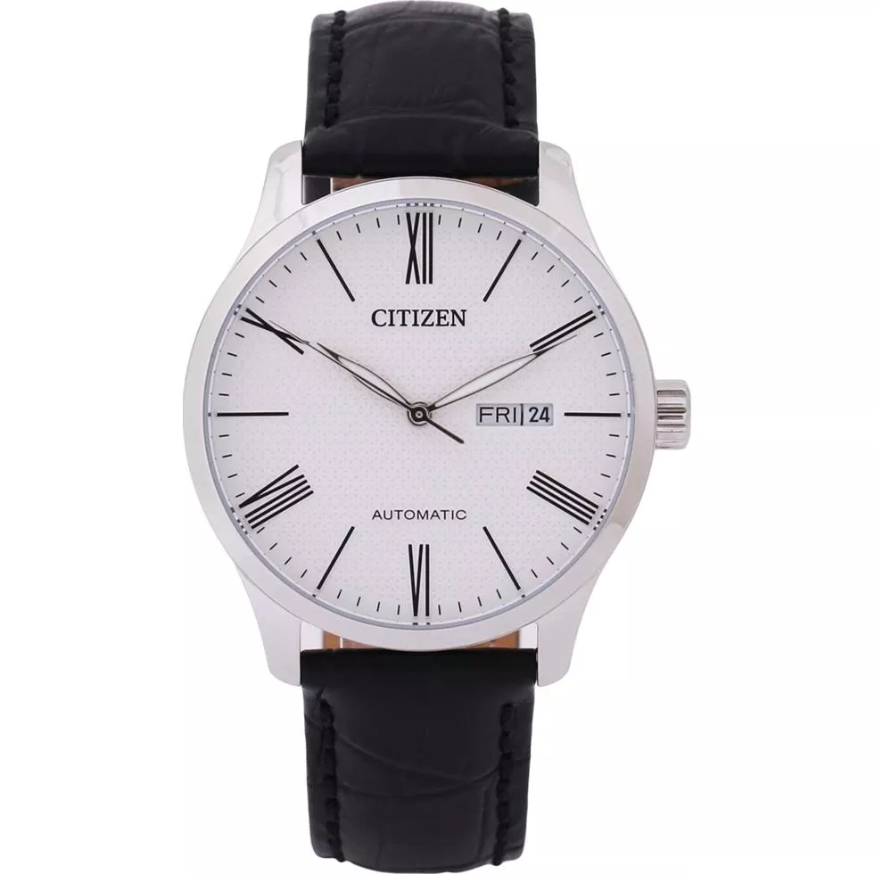 Citizen Silver Leather Automatic Fashion Watch 40mm
