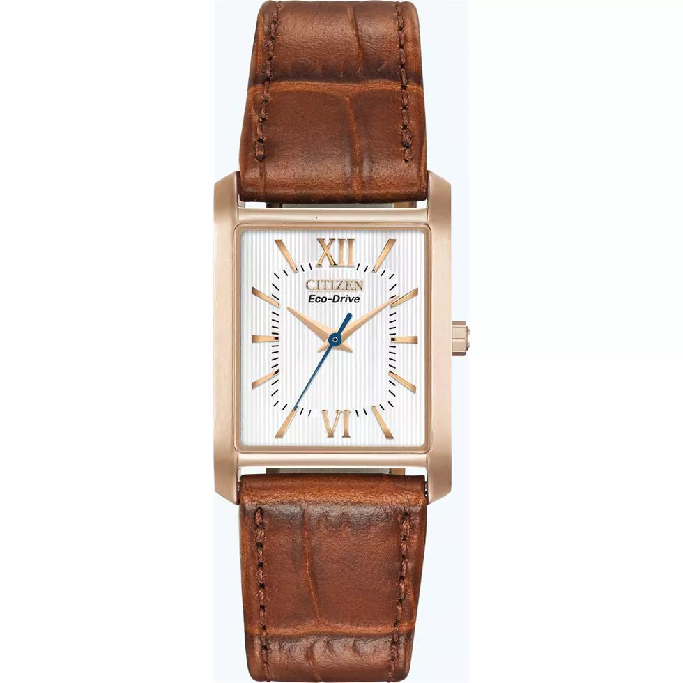 Citizen Women's Eco-Drive Brown Leather Watch, 25mm